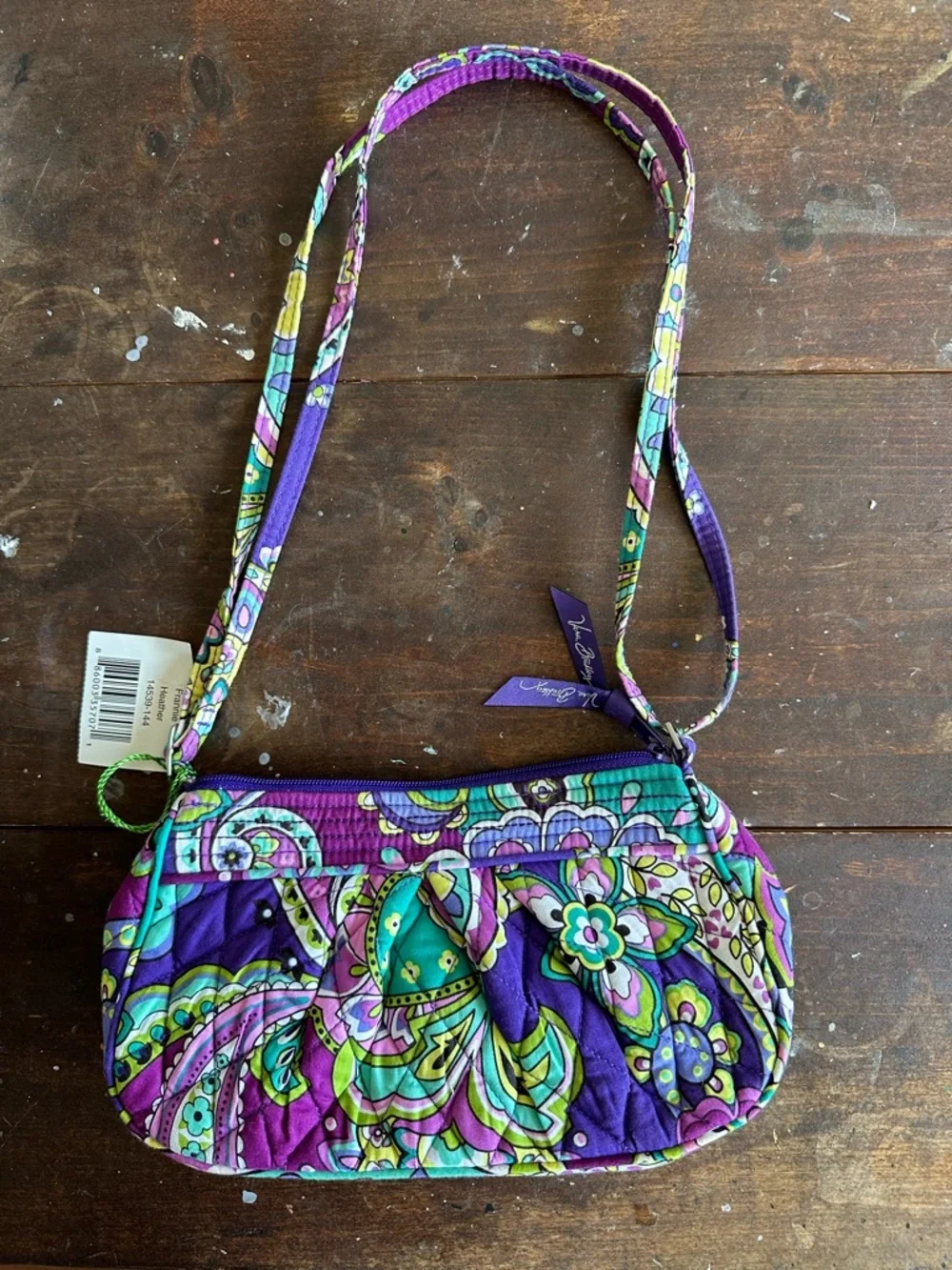 Vera Bradley Purple Paisley Quilted Crossbody with Teal Accents - Picture 3 of 6